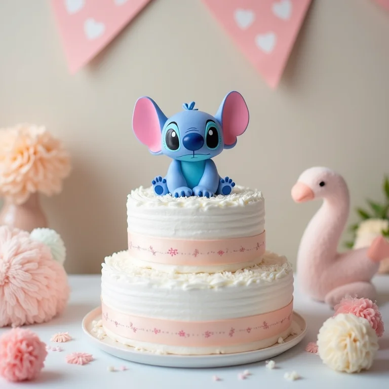 Chá de bebê com tema Stitch em tons pastel