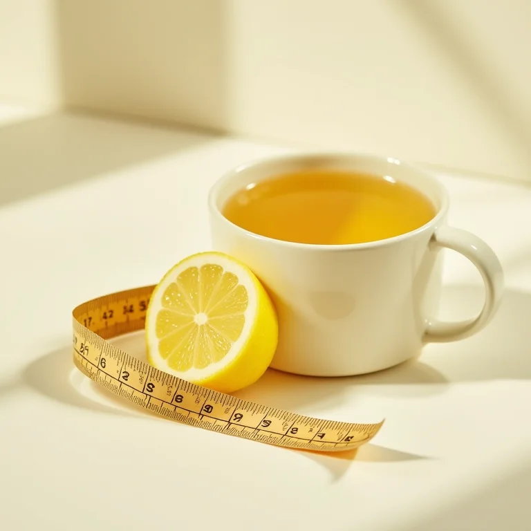 Chá de poejo com limão e fita métrica