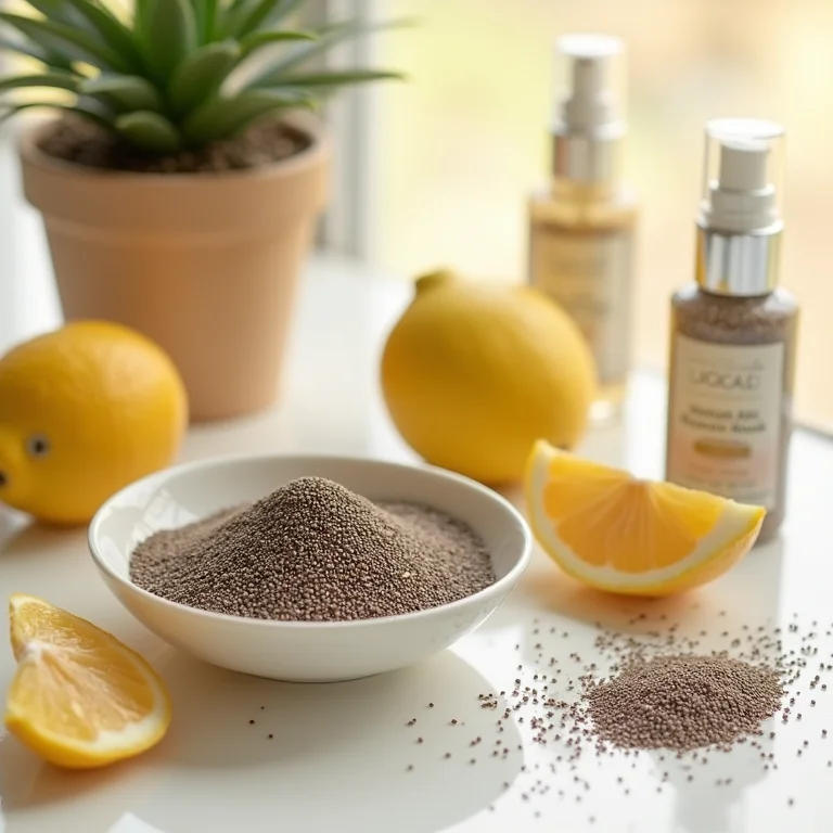Chia e produtos de skincare.