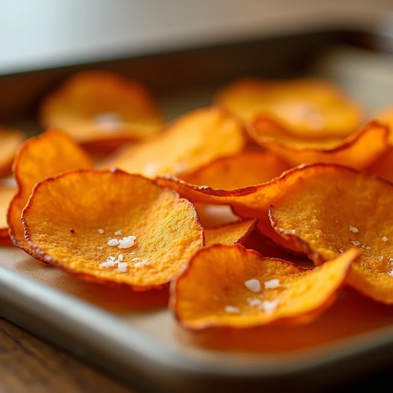 Chips crocantes de batata doce assada