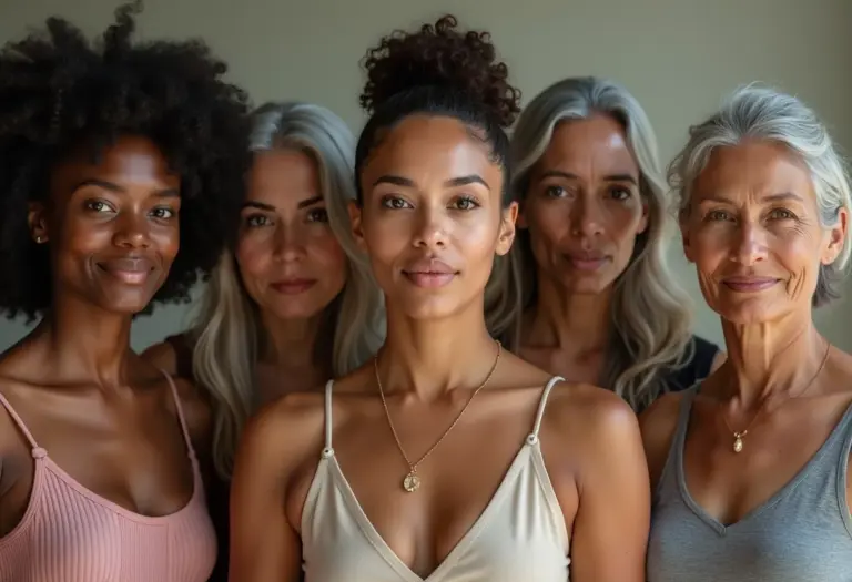 Cinco mulheres brasileiras diversas representando o legado feminino.