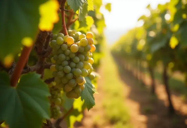 Cipó uva com uvas maduras em vinhedo ensolarado