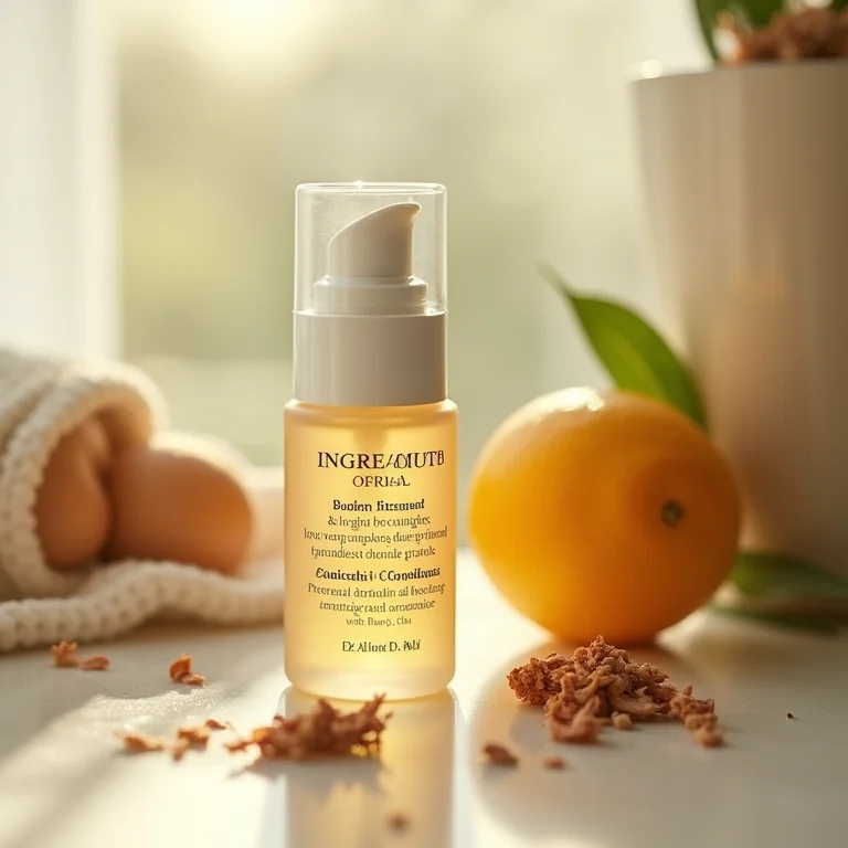 Close-up da lista de ingredientes de um produto de skincare.