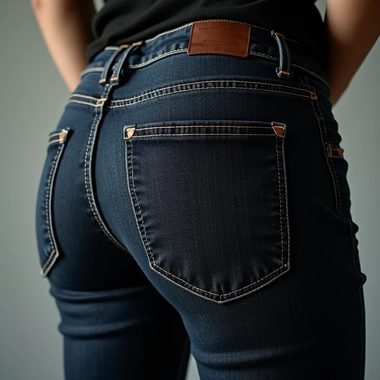 Close-up da textura de um jeans de lavagem escura