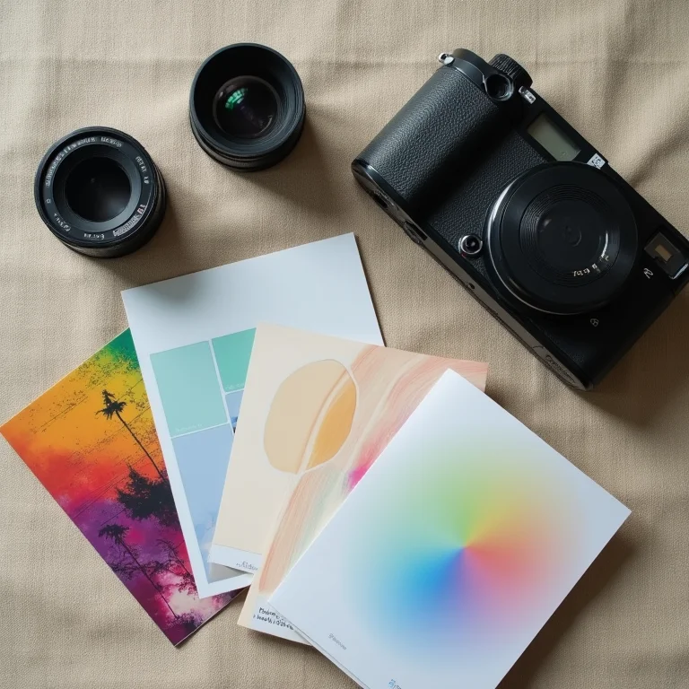 Close-up de scanner, câmera vintage e acessórios fotográficos.