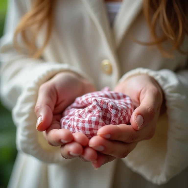 Close up de um tecido de algodão com estampa vichy