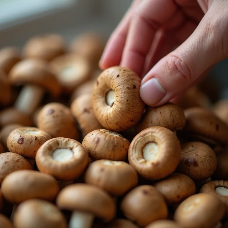 Cogumelos Paris frescos com diferentes texturas e cores.