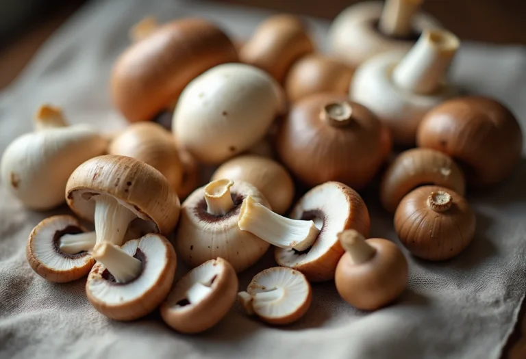 Cogumelos Paris frescos, prontos para cozinhar.