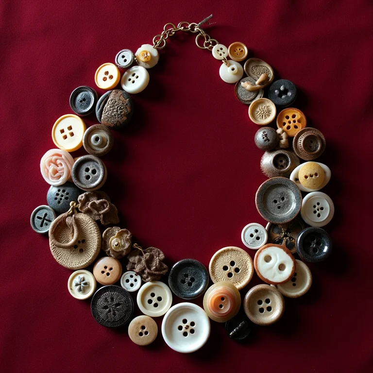 Colar feito com botões vintage coloridos.