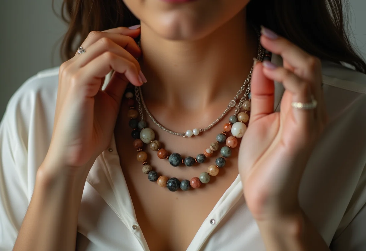 Acessórios estilo boêmio: 7 peças que elevam seu look Colares de contas e pedras naturais em camadas, estilo boêmio