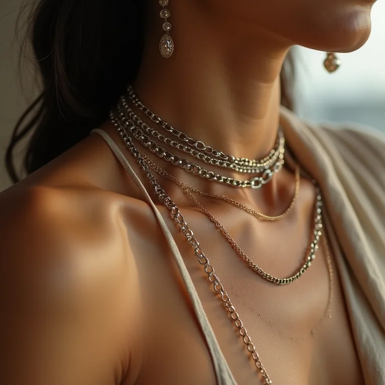 Colares de diferentes comprimentos para um look boho moderno