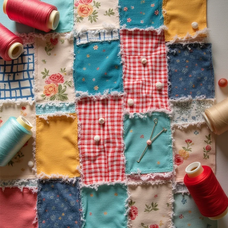 Colcha de retalhos colorida feita com sobras de roupas