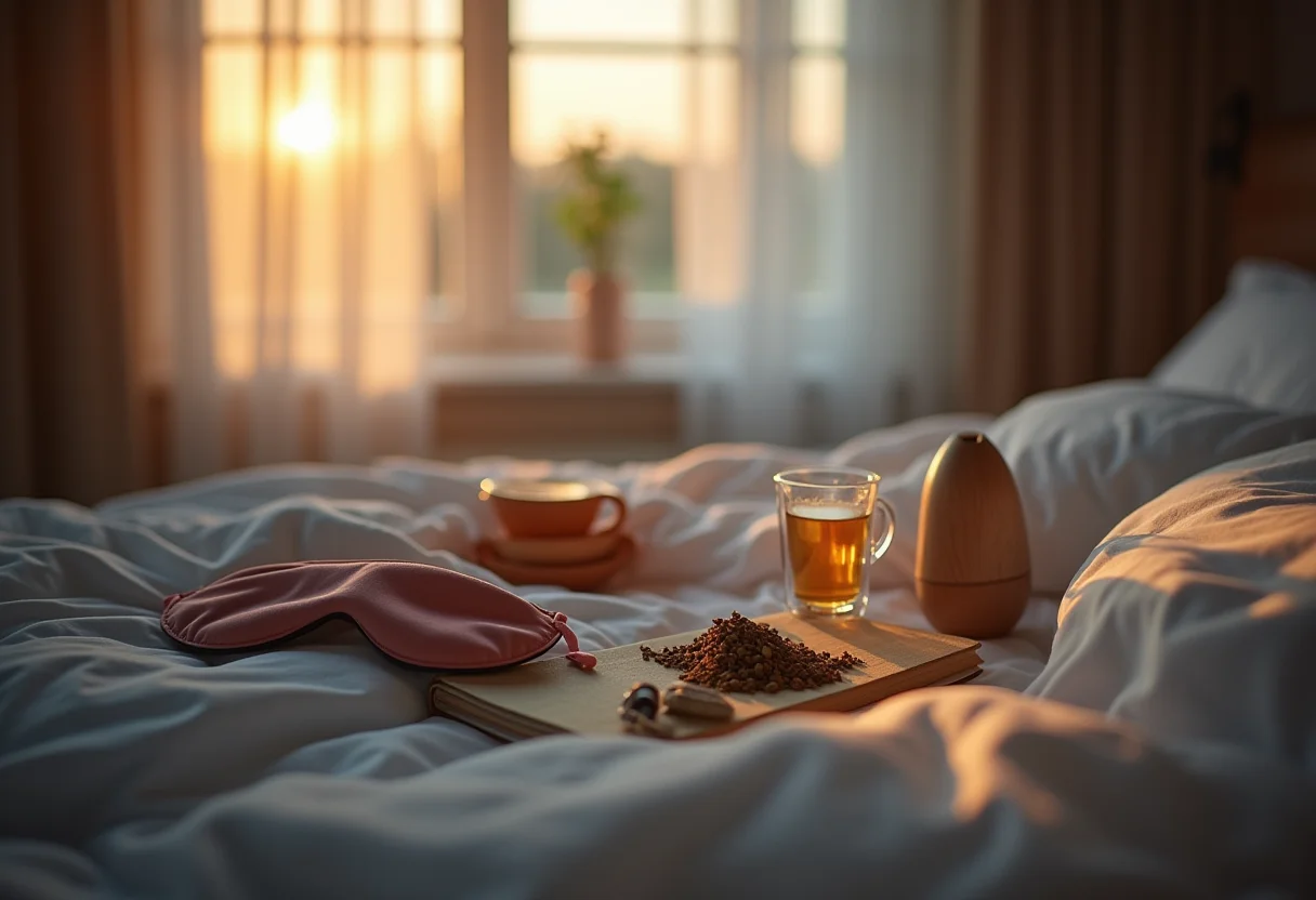 Higiene do sono: 5 erros que você comete e como corrigi-los Coleção de itens para uma noite de sono reparadora.