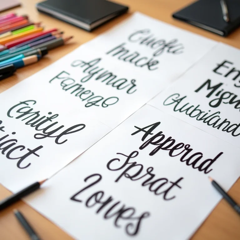 Combinações de fontes impressas em uma mesa de artesanato criativa