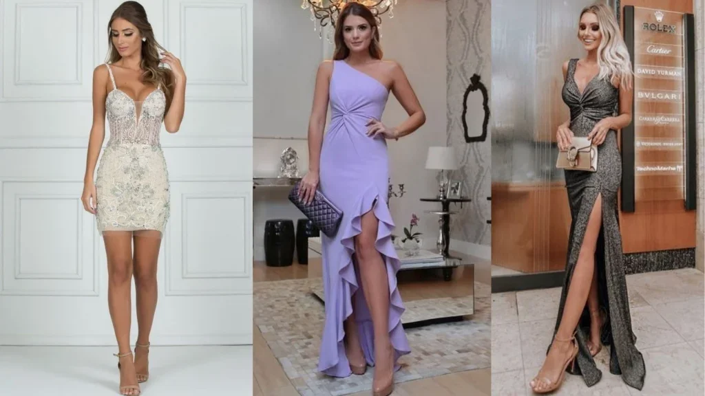 o sapato com o vestido de festa