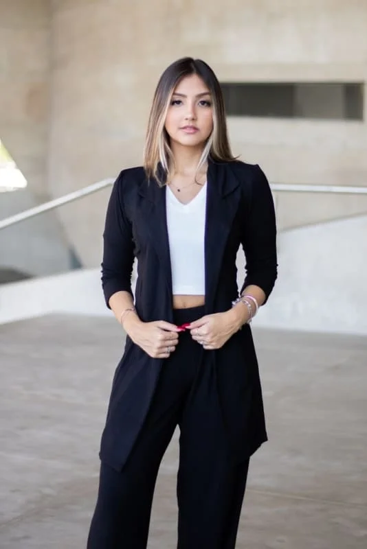 blazer preto feminino alongado looks - referência 12