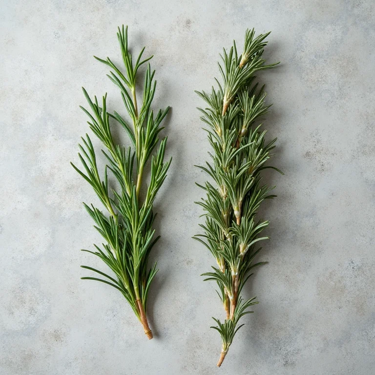 Comparativo: alecrim fresco e alecrim seco.