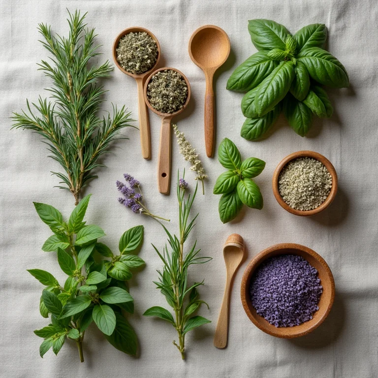 Composição de ervas secas para banho