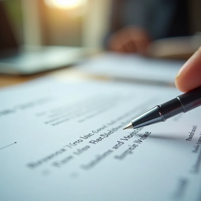 Contrato de financiamento com caneta.