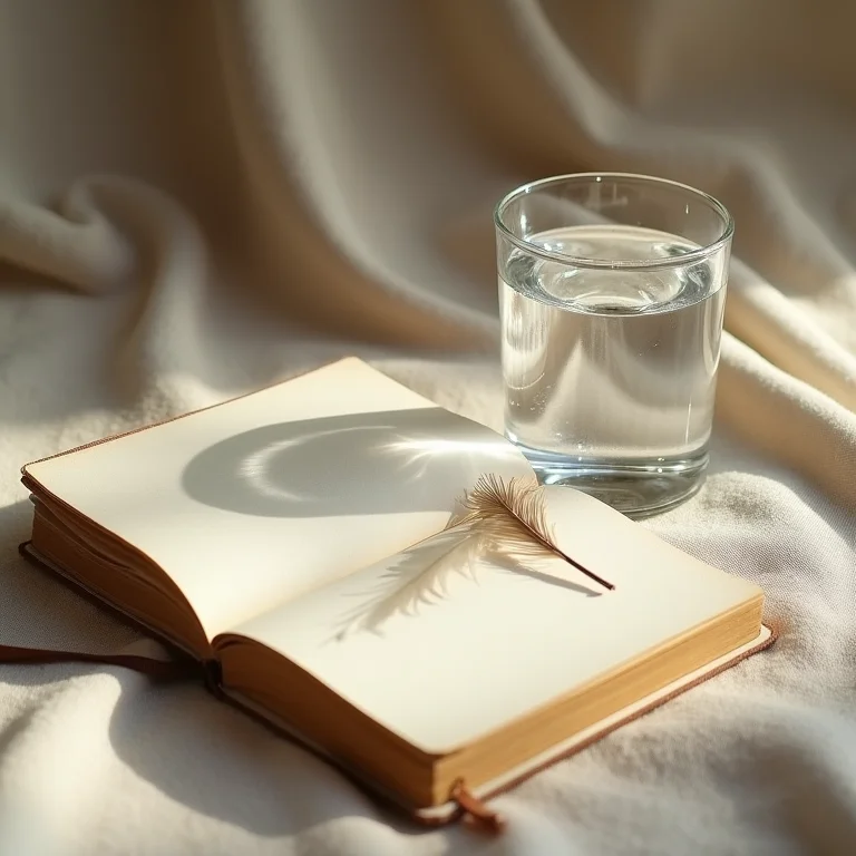 Copo de água e caderno, simbolismo dos sonhos