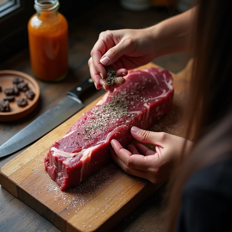 Costela sendo preparada para churrasco.