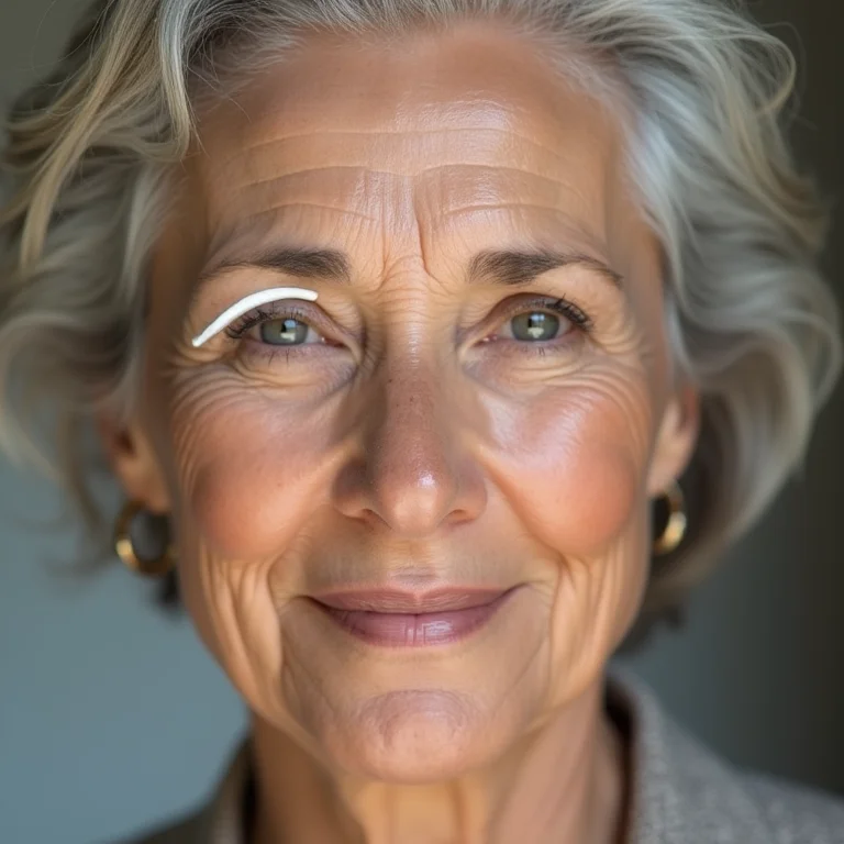 Delineado branco clássico em mulher madura