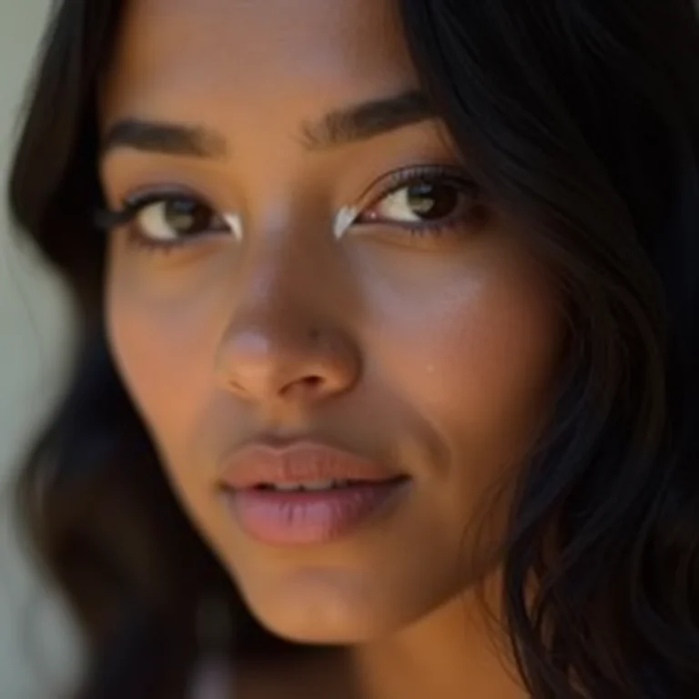 Delineado branco esfumado na linha d'água em mulher indígena