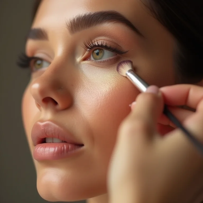 Detalhe da maquiagem natural e iluminada para festival