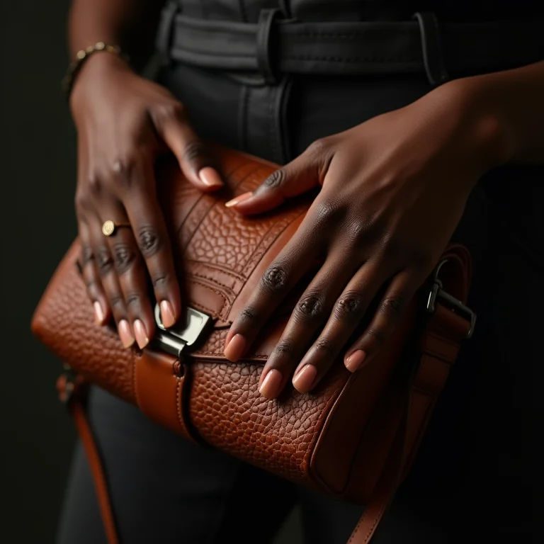 Detalhe de bolsa de couro vintage com detalhes intrincados