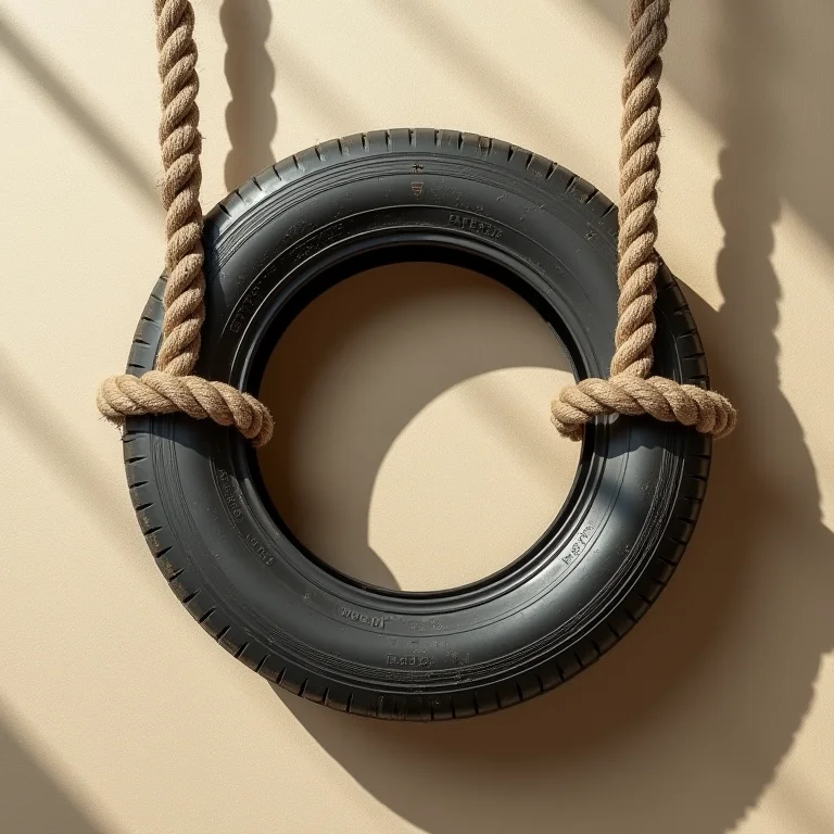 Detalhes de segurança de um balanço de pneu artesanal