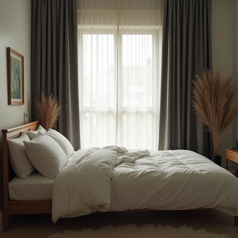 Detalhes de um quarto preparado para uma boa noite de sono.