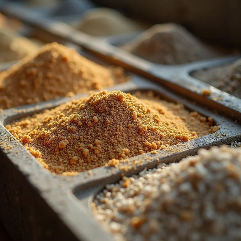 Diferentes tipos de agregados com níveis de umidade variados.