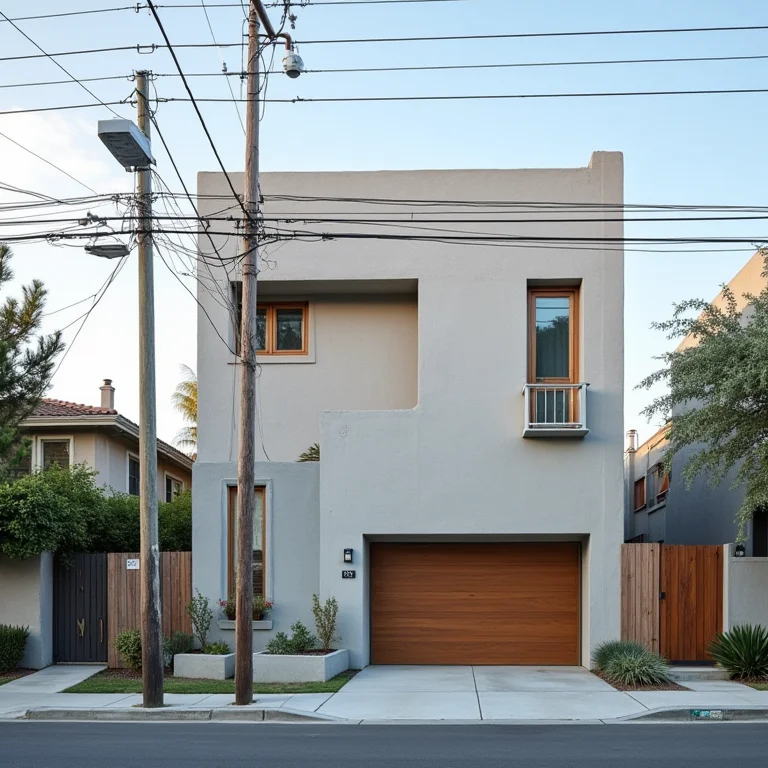 Distância segura entre construção e poste de luz.
