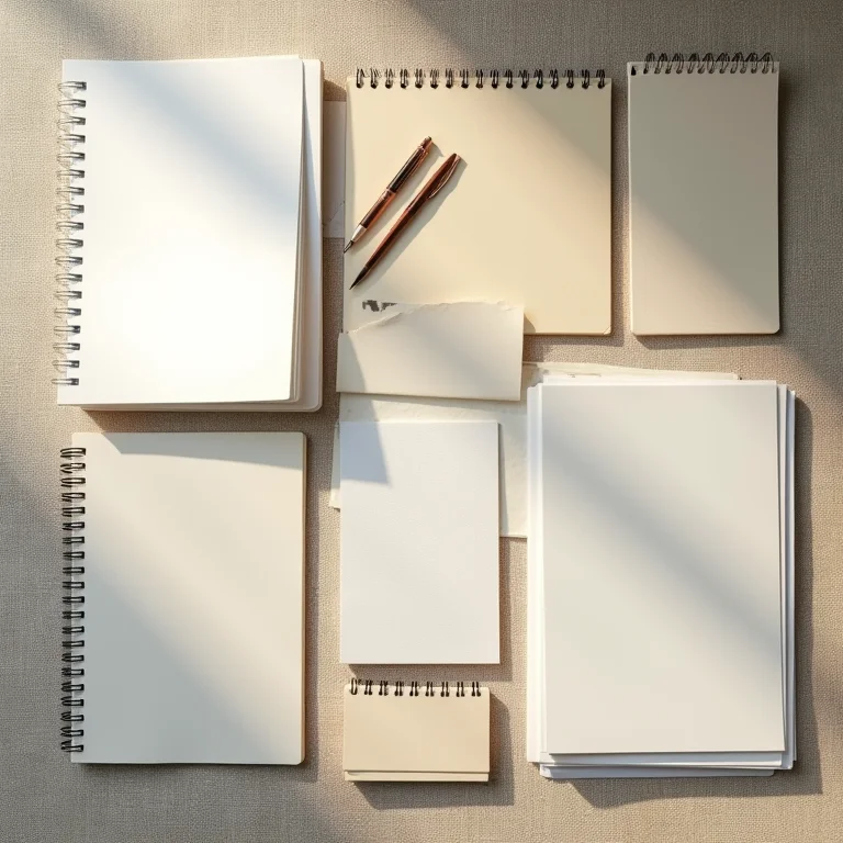 Diversos cadernos e blocos de desenho para artistas.