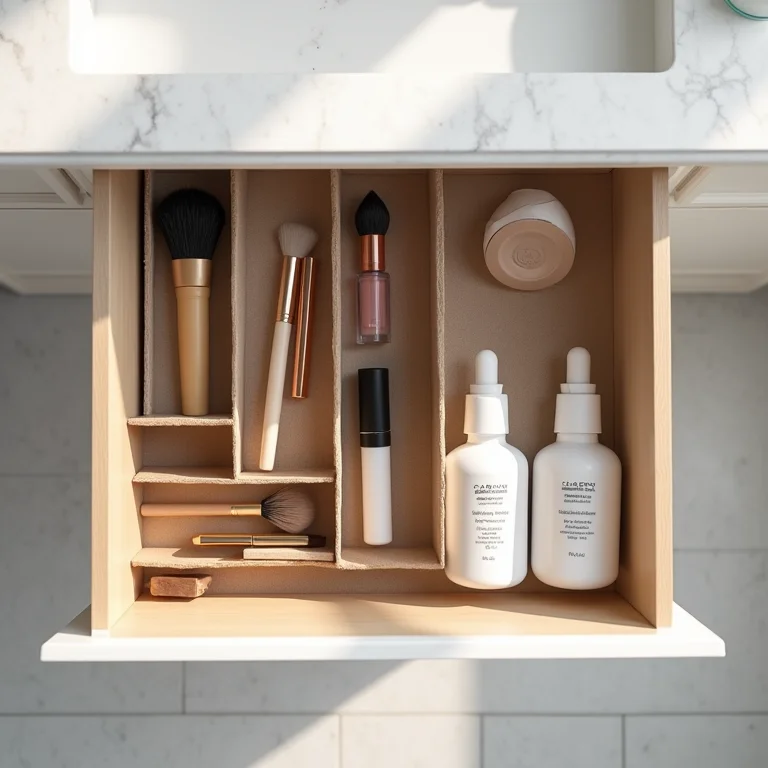 Divisórias de papelão para organizar maquiagem em gaveta
