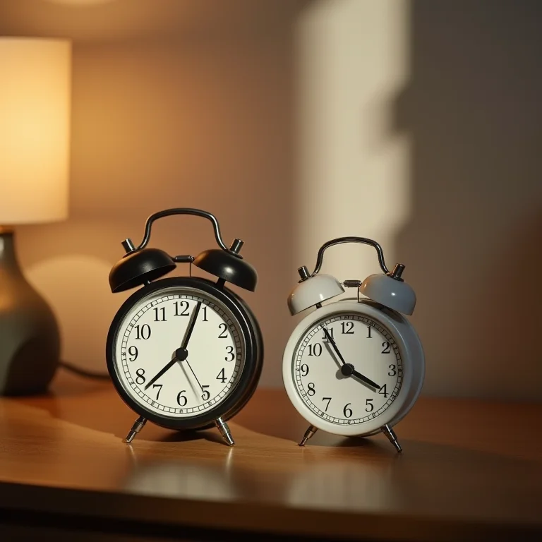 Dois despertadores marcando fusos horários diferentes