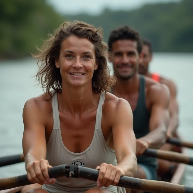 Dupla diversa de remadores brasileiros em ação