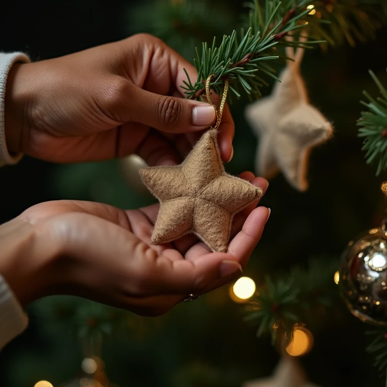 Enfeite de árvore de Natal personalizado com estrela de feltro