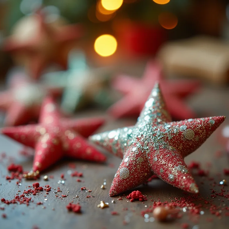 Enfeites de estrela de papel coloridos para decoração de Natal