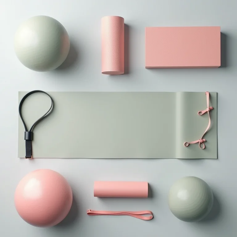 Equipamentos de ioga e pilates em flat lay