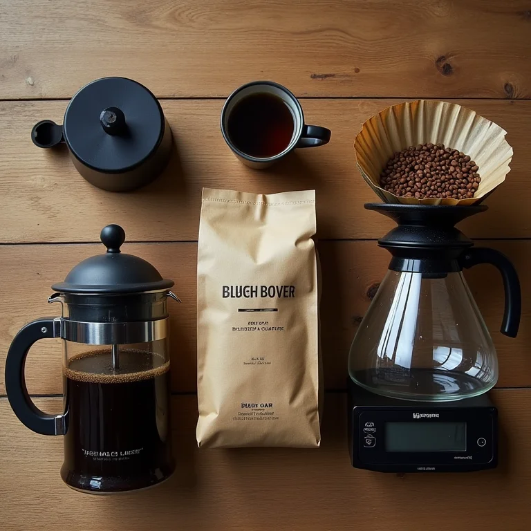 Equipamentos para preparar café gelado.