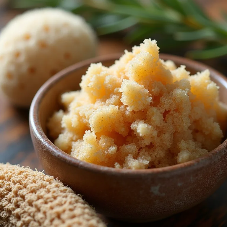 Esfoliante caseiro de óleo de coco e açúcar mascavo.