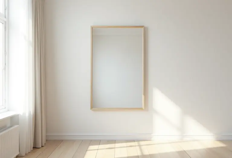 Espelho grande em sala pequena ampliando espaço e iluminação