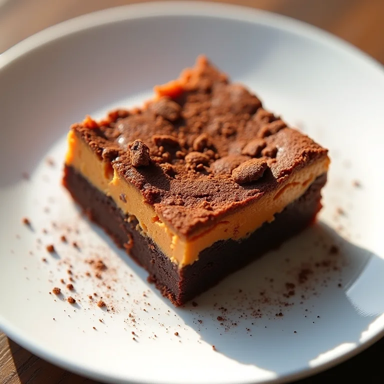 Fatia de brownie de batata doce com chocolate.