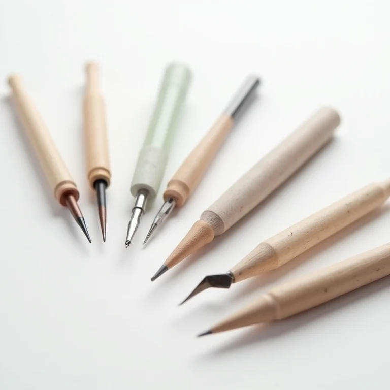 Ferramentas de modelagem para cerâmica plástica.