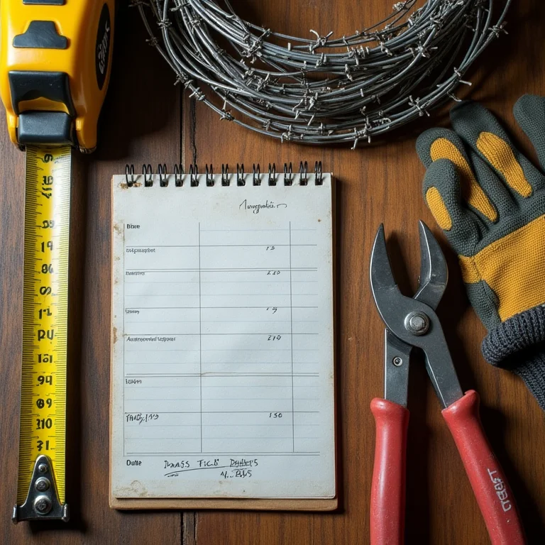 Ferramentas e materiais para cerca de arame farpado
