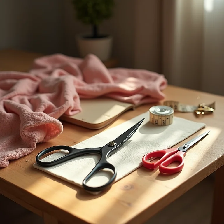 Ferramentas necessárias para customizar uma calça cargo feminina larga.