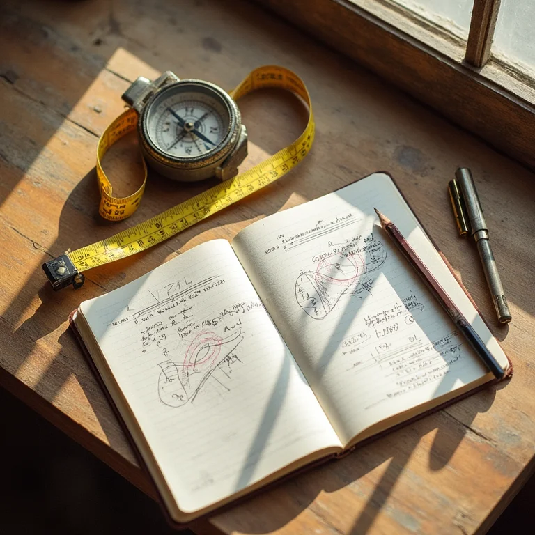 Ferramentas para medição de terreno em estilo flat lay