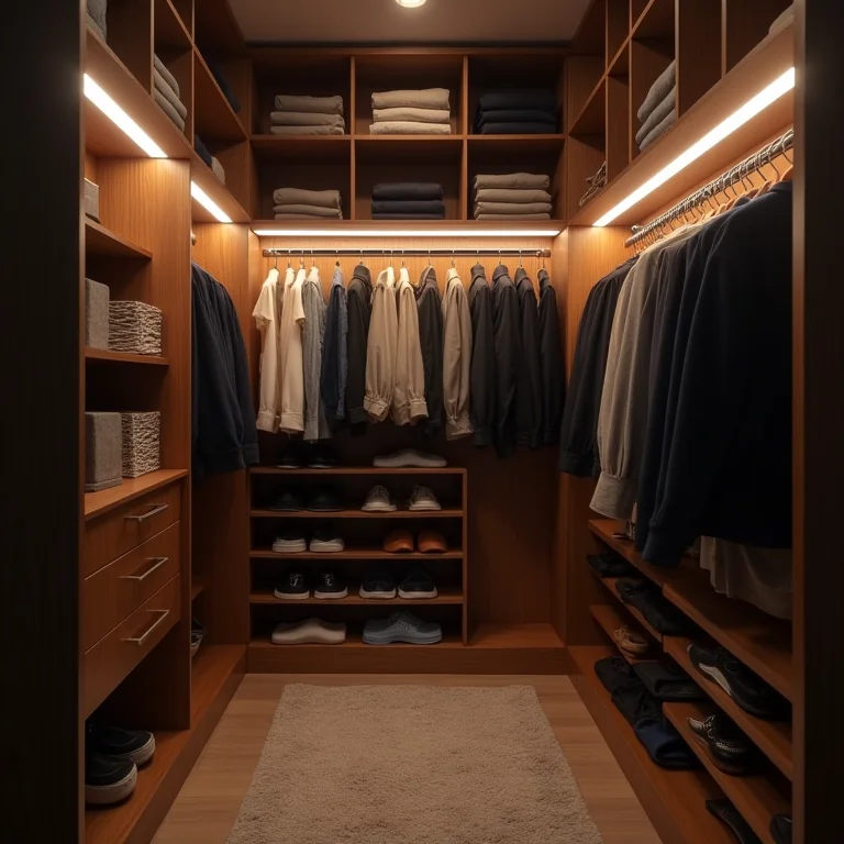 Fita de LED no guarda-roupa para melhor iluminação