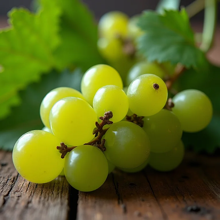 Folhas e uvas do cipó uva em close-up
